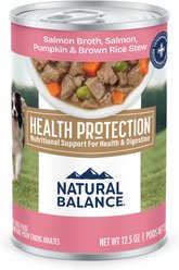 Natural Balance Health Protection Salmon Broth, Salmon, Pumpkin & Brown Rice Stew Wet Dog Food, 12.5-oz can, case of 6