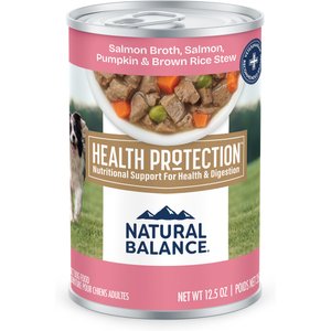 Natural Balance Health Protection Salmon Broth, Salmon, Pumpkin & Brown Rice Stew Wet Dog Food, 12.5-oz can, case of 6