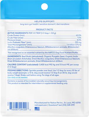 Show full view: Native Pet Probiotic Vet-Formulated Powder Digestive Supplement for Dogs, 1.7-oz slide 3 of 10