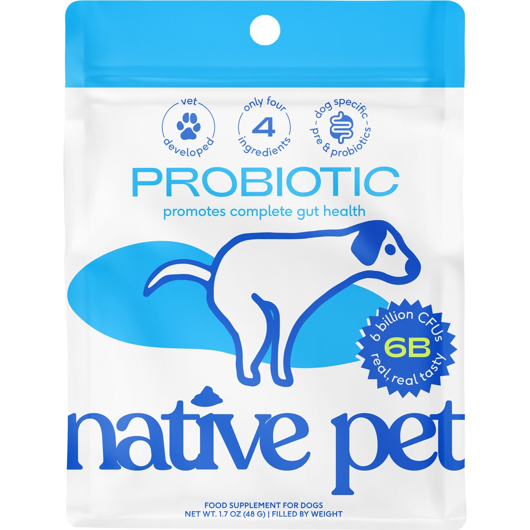 Native Pet Probiotic & Prebiotic Vet-Formulated Powder Digestive Supplement for Dogs, 1.7-oz