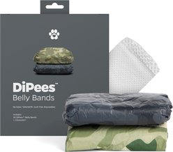 Pet Parents DiPees Belly Bands Disposable Male Dog Wrap & Extendrs, Camo, Small, 30 count