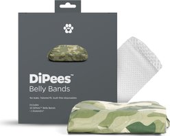 Pet Parents DiPees Belly Bands Disposable Male Dog Wrap & Extendrs, Camo, Small, 10 count