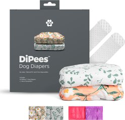 Pet Parents DiPees Disposable Male & Female Dog Diapers & Extendrs, Daisy, Small, 30 count