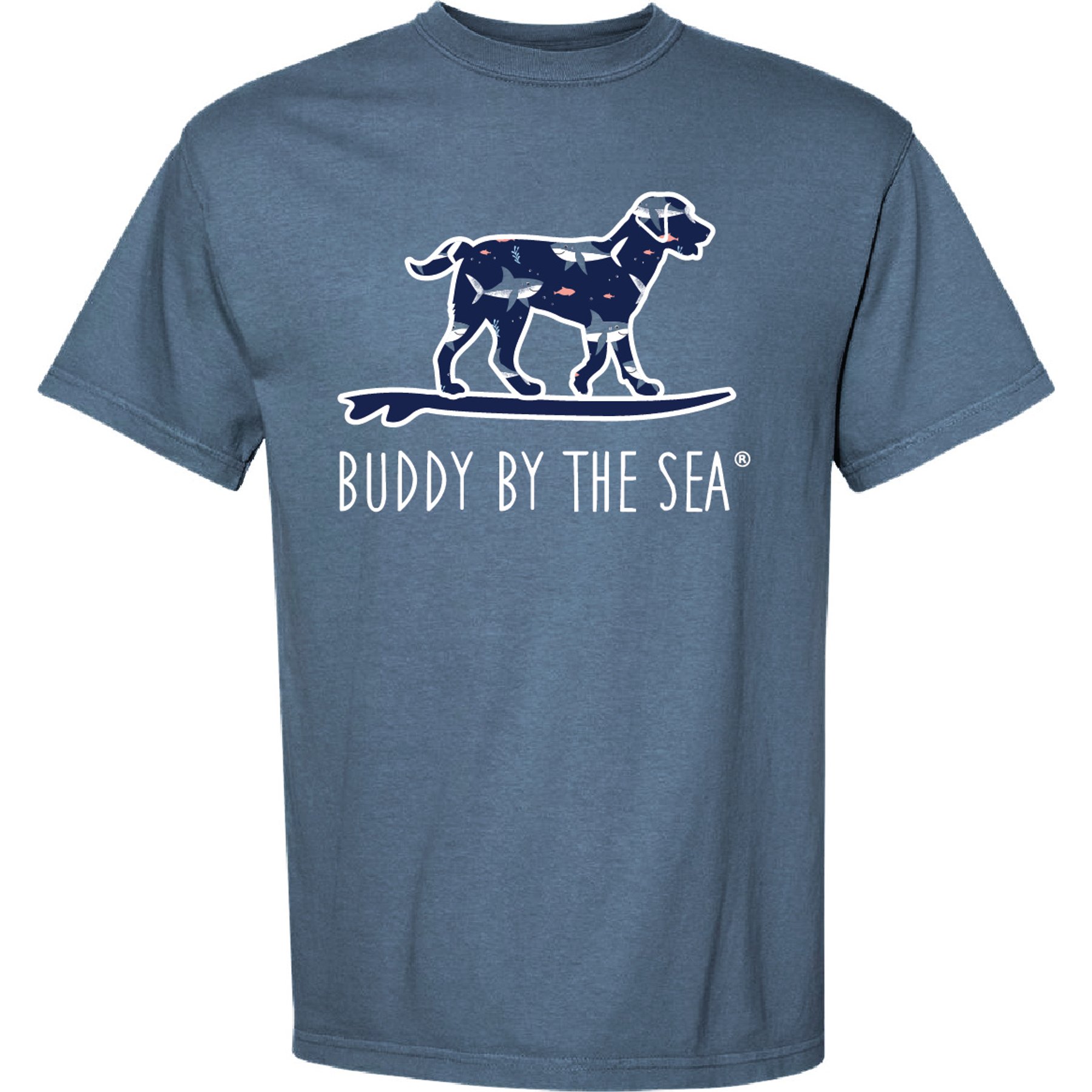 BUDDY BY THE SEA Shark Fest Youth Tee Shirt, Saltwater, Medium