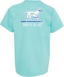 BUDDY BY THE LAKE Fish Tales Youth Short Sleeve Tee Shirt, Mint, X-Small