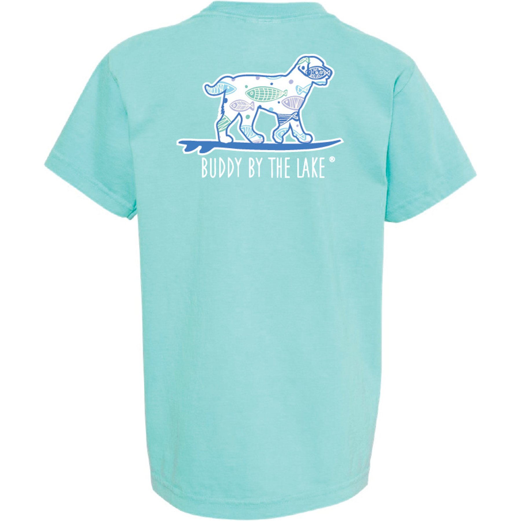 BUDDY BY THE LAKE Fish Tales Youth Short Sleeve Tee Shirt, Mint, X-Small