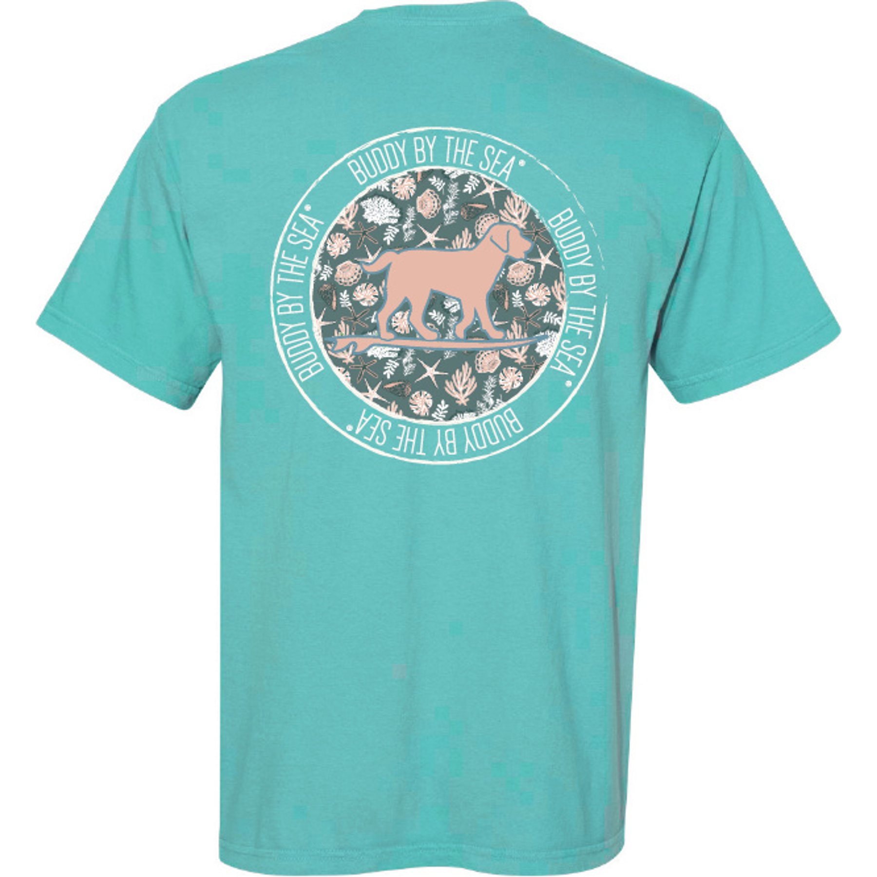 BUDDY BY THE SEA Coral Reef Circle Adult Unisex Short Sleeve Tee Shirt, Mint, Small