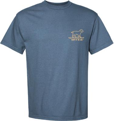 Show full view: BUDDY BY THE LAKE Vintage Flag Dog Adult Unisex Short Sleeve Tee Shirt, Saltwater, Large slide 2 of 2