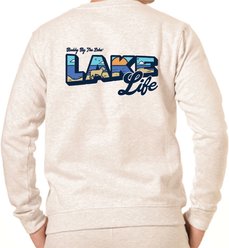 BUDDY BY THE LAKE Greetings from the Lake Fleece Unisex Crewneck Sweatshirt, Heather Ash, XX-Large