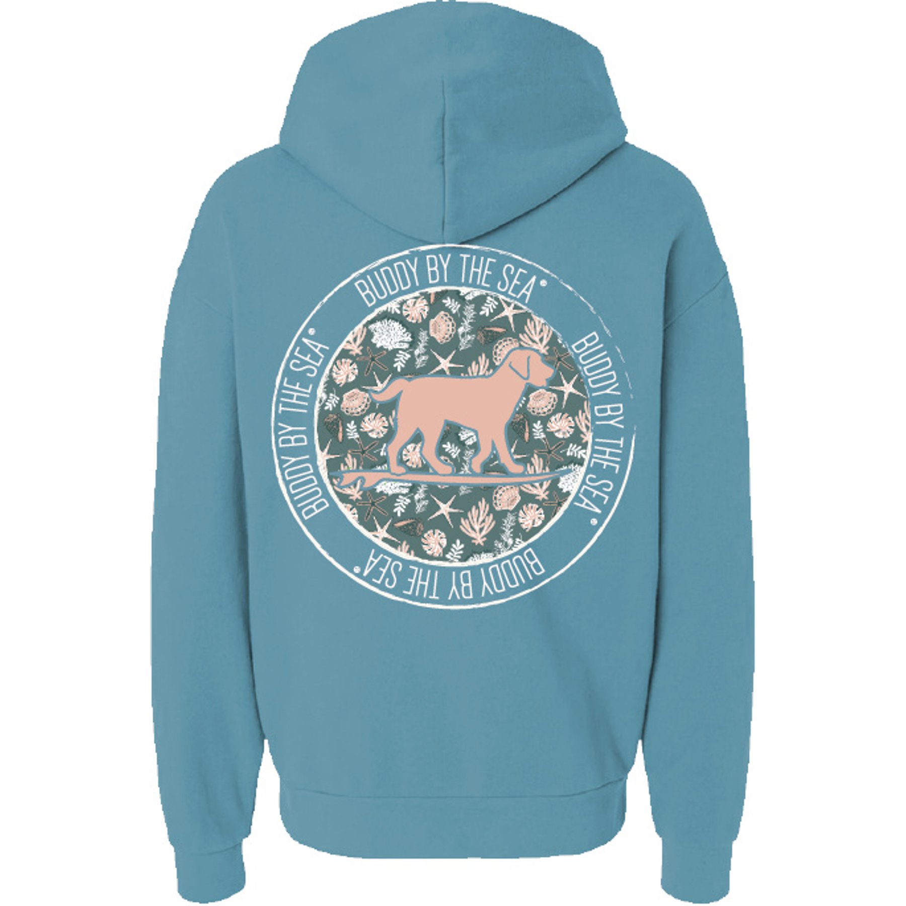 BUDDY BY THE SEA Coral Reef Circle Unisex Hooded Pullover Fleece Hoodie Sweatshirt, Eucalyptus, XX-Large