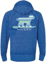 BUDDY BY THE SEA Cool Blue Unisex Hooded Pullover Burnout Sweatshirt, Royal, Small