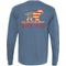 Show in main carousel: BUDDY BY THE LAKE Vintage Flag Dog Adult Unisex Long Sleeve Tee Shirt, Saltwater, Large slide 1 of 2