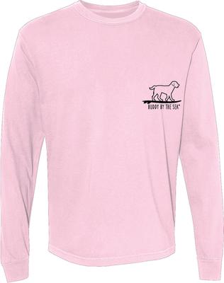 Show full view: BUDDY BY THE SEA Pink Hibiscus Adult Unisex Long Sleeve Tee Shirt, Cotton Candy, Small slide 2 of 2