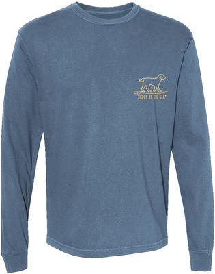 Show full view: BUDDY BY THE SEA Vintage Flag Dog Adult Unisex Long Sleeve Tee Shirt, Saltwater, Small slide 2 of 2