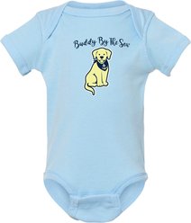 BUDDY BY THE SEA Little Buddy Short Sleeve Baby Onesie, Light Blue, 18 Months