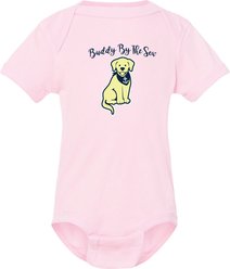 BUDDY BY THE SEA Little Buddy Short Sleeve Baby Onesie, Light Pink, 12 Months