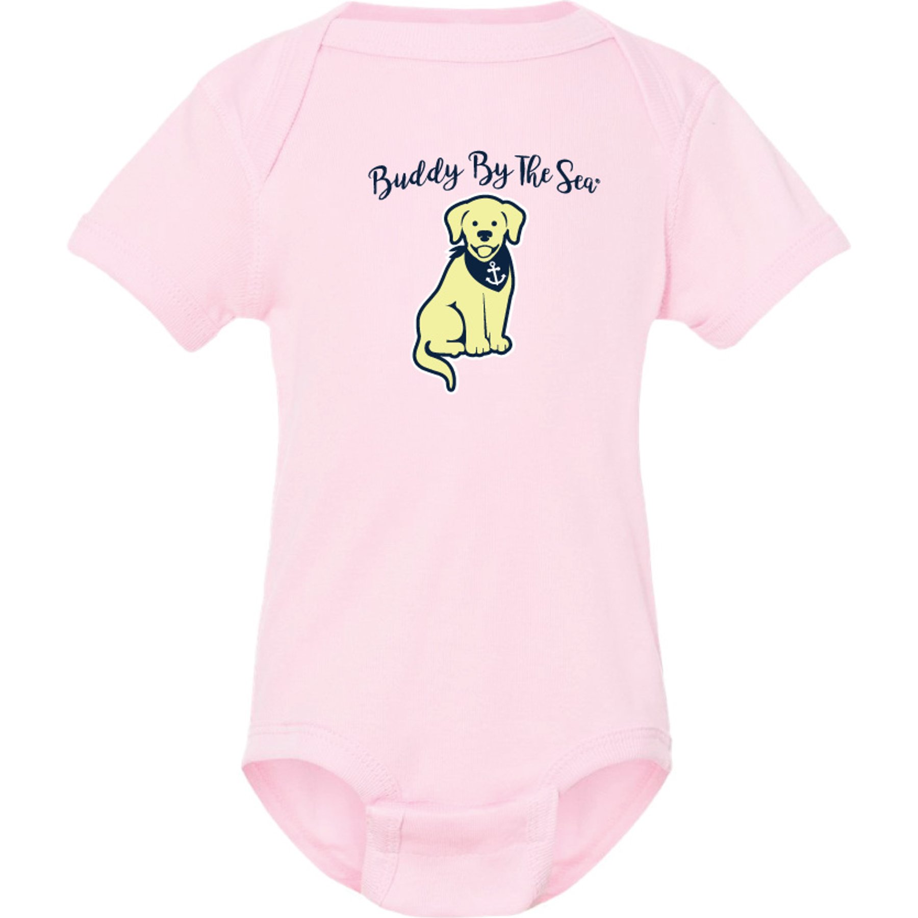 BUDDY BY THE SEA Little Buddy Short Sleeve Baby Onesie, Light Pink, 12 Months