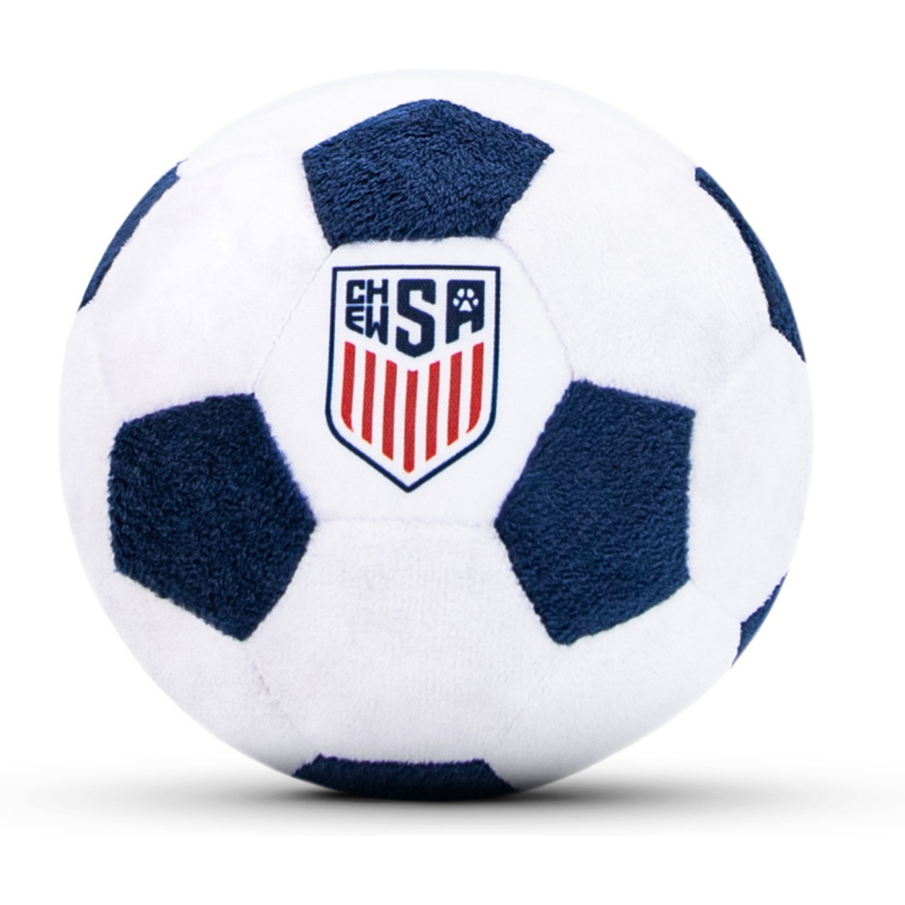Floofball ChewSA Plush Soccer Ball Dog Toy, Blue, 4.5-in