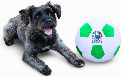 Show full view: Floofball Mexico Plush Soccer Ball Dog Toy, Green, 7.5-in slide 3 of 6