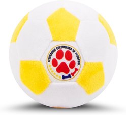 Floofball Colombia Plush Soccer Ball Dog Toy, Yellow, 7.5-in