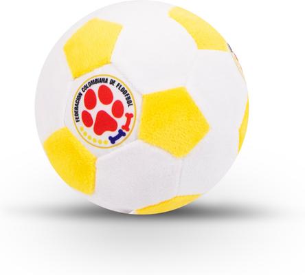 Show full view: Floofball Colombia Plush Soccer Ball Dog Toy, Yellow, 4.5-in slide 5 of 7