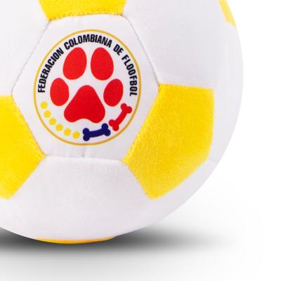 Show full view: Floofball Colombia Plush Soccer Ball Dog Toy, Yellow, 4.5-in slide 3 of 7