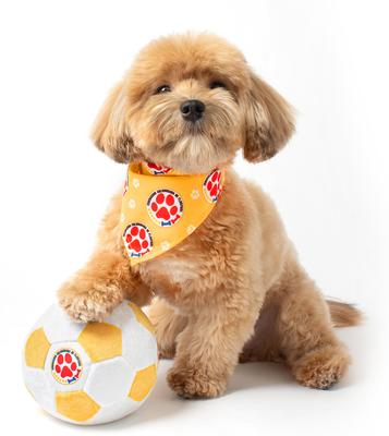 Show full view: Floofball Colombia Plush Soccer Ball Dog Toy, Yellow, 4.5-in slide 4 of 7