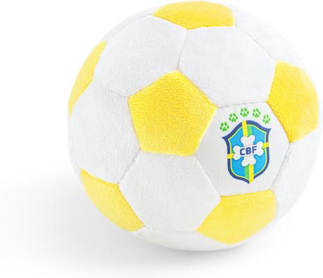 Show full view: Floofball Barkzil Plush Soccer Ball Dog Toy, Yellow, 5-in slide 4 of 4