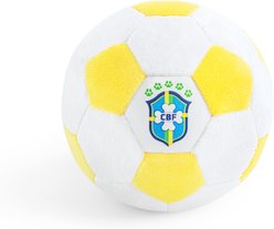 Floofball Barkzil Plush Soccer Ball Dog Toy, Yellow, 5-in