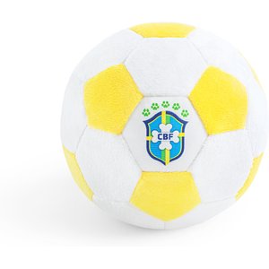 Floofball Barkzil Plush Soccer Ball Dog Toy, Yellow, 5-in