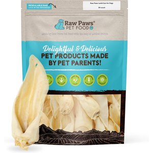 Raw Paws Lamb Ears Natural Dog Chew Treats, 30 count