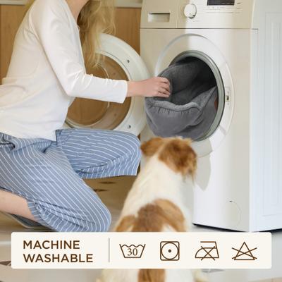 Show full view: Bedsure Round Bolster Anti-Slip Puppy & Kitten Bed with Washable Pillow Cushion, Dark Grey, Medium slide 7 of 11