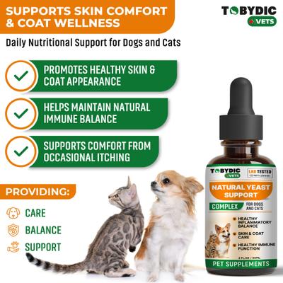 Show full view: TOBYDIC Natural Yeast Support Skin & Coat Health Liquid Supplement for Dogs & Cats, 2-fl oz bottle slide 3 of 9