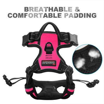 Show full view: BARKBAY Front Clip Reflective No Pull Dog Harness, Pink, Medium: 22.5 to 28-in chest slide 8 of 12