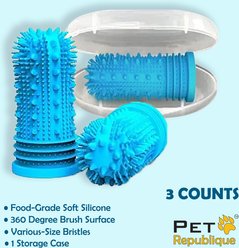 Pet Republique 360-Degree Bristle Design Soft Silicone Finger Toothbrush for Dog, 3 count slide 2 of 6
