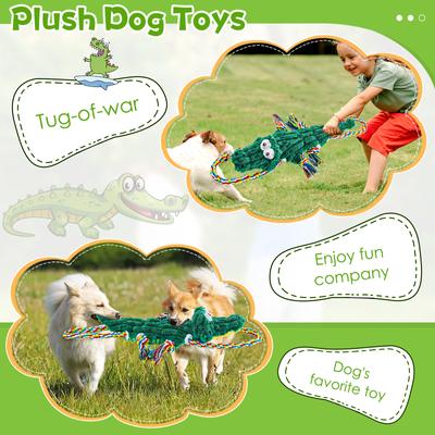 Show full view: FUUFOME Rope Plush Alligator Dog Toy, Green slide 5 of 8