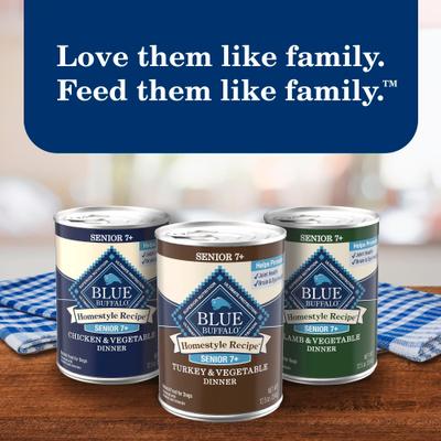 Show full view: Blue Buffalo Homestyle Recipe Senior 7+ Turkey & Lamb Variety Pack Wet Dog Food, 12.5-oz can, 6 count slide 10 of 10