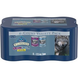 Blue Buffalo Wilderness Grain-Free Beef & Chicken Grill, Turkey & Chicken Grill Variety Pack Wet Dog Food, 12.5-oz can, 6 count