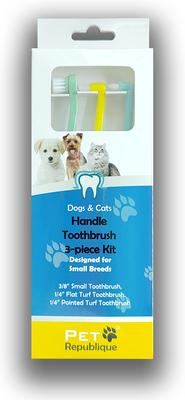 Show full view: Pet Republique Small 1/4-in Pointed Brush, 1/4-in Flat Brush, 3/8-in Regular Brush Toothbrush Kit for Miniature Breed Dogs & Cats, 3 count slide 6 of 7