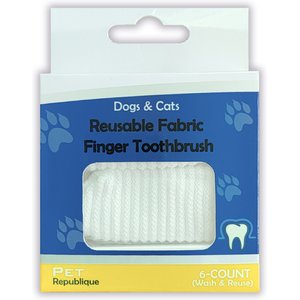 Pet Republique Soft Fabric Finger Toothbrush for Dogs, Cats, & Small Pets, 6 count