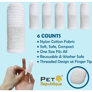 Pet Republique Soft Fabric Finger Toothbrush for Dogs, Cats, & Small Pets, 6 count