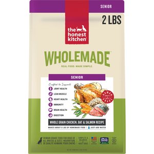 The Honest Kitchen Human Grade Wholemade Whole Grain Chicken, Oat & Salmon Dehydrated Senior Dog Food, 2-lb bag