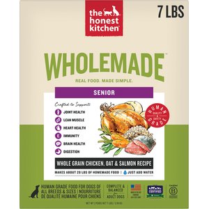The Honest Kitchen Human Grade Wholemade Whole Grain Chicken, Oat & Salmon Dehydrated Senior Dog Food, 7-lb bag