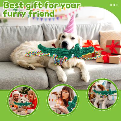 Show full view: FUUFOME Rope Plush Alligator Dog Toy, Green slide 7 of 8