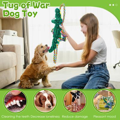 Show full view: FUUFOME Rope Plush Alligator Dog Toy, Green slide 3 of 8
