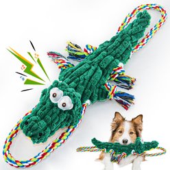 FUUFOME Rope Plush Alligator Dog Toy, Green