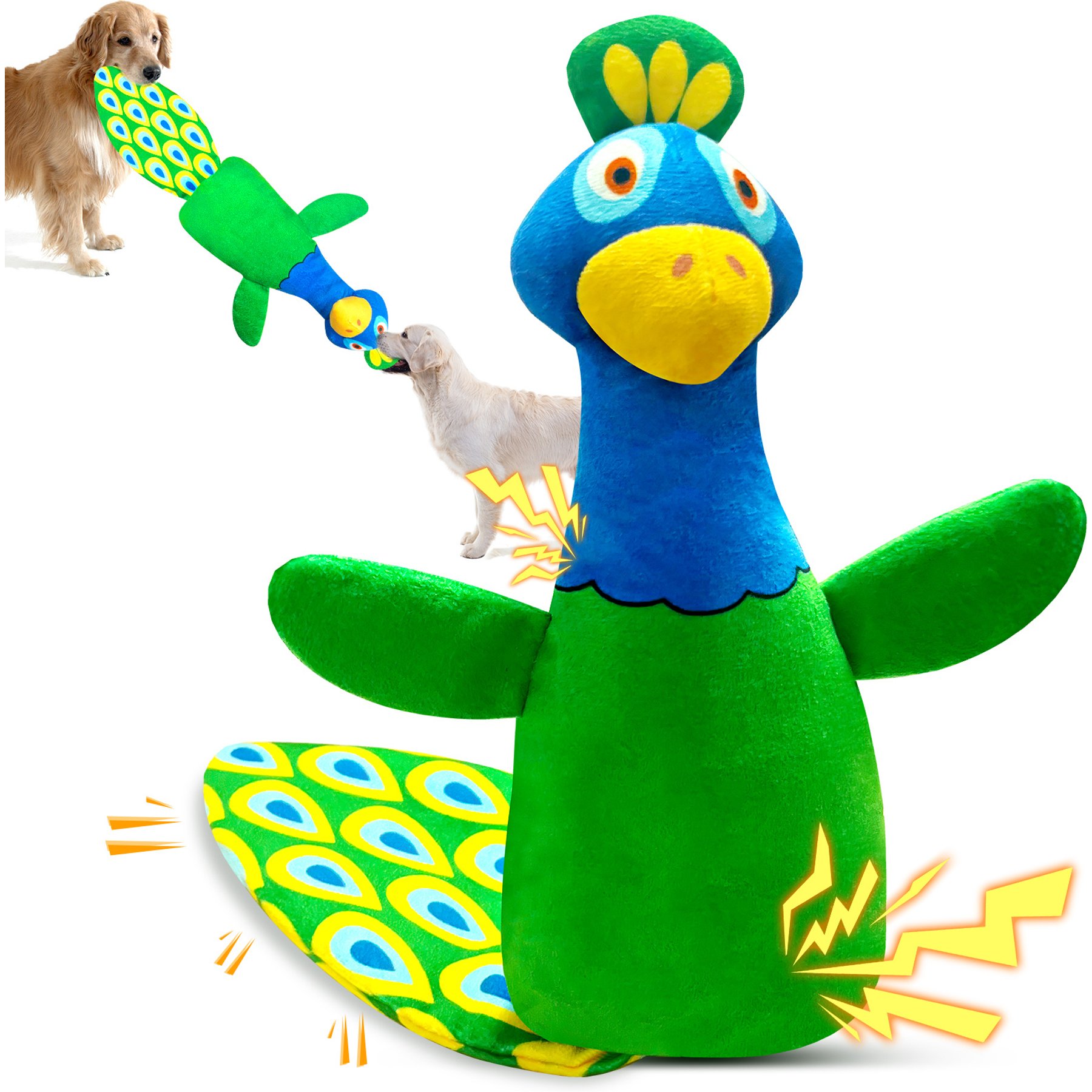 FUUFOME Squeaky Crinkle Plush Dog Toy, Green