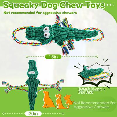 Show full view: FUUFOME Rope Plush Alligator Dog Toy, Green slide 6 of 8