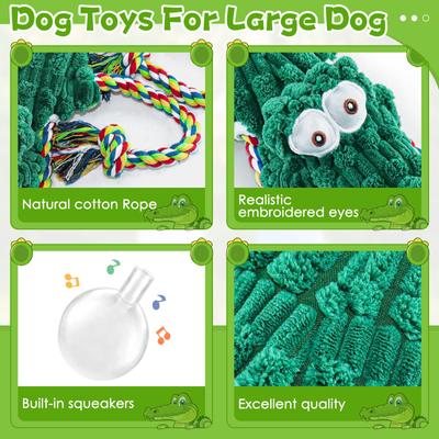 Show full view: FUUFOME Rope Plush Alligator Dog Toy, Green slide 4 of 8