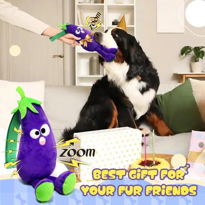Show full view: FUUFOME Eggplant Plush Dog Toy, Purple slide 7 of 8